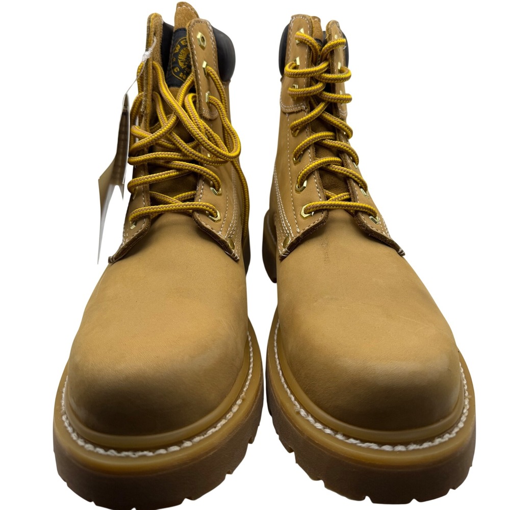 Western Chief Boots Men 9 Wheat Tan Work Boot Lace Up Lug Sole Padded Collar